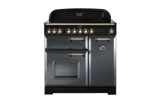 Rangemaster Classic Deluxe 90 Induction Range Cooker (Brass Details) - Slate