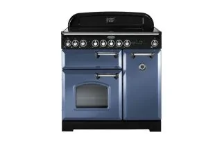 Rangemaster Classic Deluxe 90 Induction Range Cooker (Chrome Details) - Stone Blue