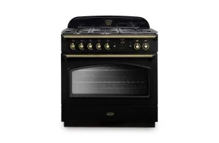 Rangemaster Classic 90 FX Dual Fuel Range Cooker (Brass Details) - Black