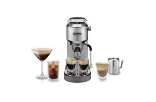 De'Longhi Dedica Duo Expresso Machine with Advanced Milk Steam Wand & Cold Brew Option - Metal