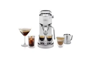 De'Longhi Dedica Duo Expresso Machine with Advanced Milk Steam Wand & Cold Brew Option - White