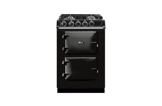 AGA Mini Cast Iron 60 Dual Fuel with Gas Hob Range Cooker - Black