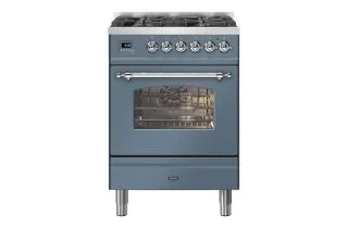 ILVE Milano 60cm Single Oven Range Cooker with 4 Gas Burners - Blue Grey