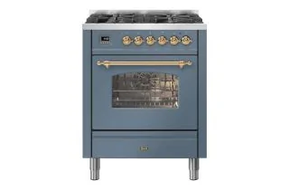 ILVE Milano 70cm Single Oven Range Cooker with 4 Gas Burners - Blue Grey