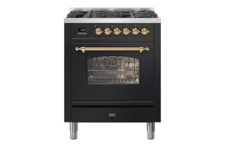 ILVE Milano 70cm Single Oven Range Cooker with 4 Gas Burners - Gloss Black