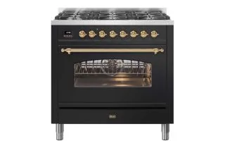 ILVE Milano 90cm Single Oven Range Cooker with 6 Gas Burners - Gloss Black