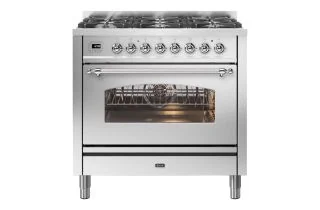 ILVE Milano 90cm Single Oven Range Cooker with 6 Gas Burners - Stainless Steel