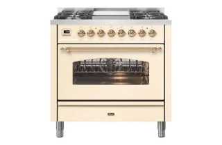 ILVE Milano 90cm Single Oven Range Cooker with 4 Gas Burners & Frytop - Antique White