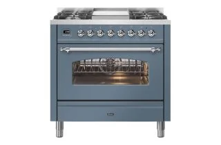 ILVE Milano 90cm Single Oven Range Cooker with 4 Gas Burners & Frytop - Blue Grey