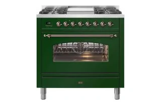 ILVE Milano 90cm Single Oven Range Cooker with 4 Gas Burners & Frytop - Emerald Green
