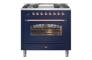 ILVE Milano 90cm Single Oven Range Cooker with 4 Gas Burners & Frytop - Midnight Blue