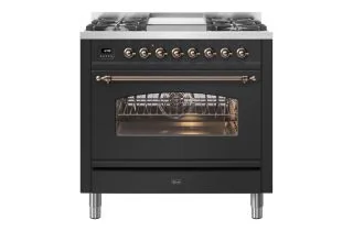 ILVE Milano 90cm Single Oven Range Cooker with 4 Gas Burners & Frytop - Matt Graphite
