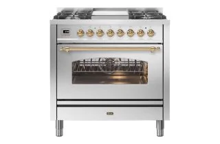 ILVE Milano 90cm Single Oven Range Cooker with 4 Gas Burners & Frytop - Stainless Steel