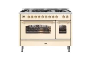ILVE Milano 120cm Double Oven Range Cooker with 7 Gas Burners - Antique White