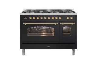 ILVE Milano 120cm Double Oven Range Cooker with 7 Gas Burners - Gloss Black