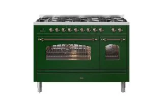 ILVE Milano 120cm Double Oven Range Cooker with 7 Gas Burners - Emerald Green