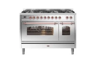 ILVE Milano 120cm Double Oven Range Cooker with 7 Gas Burners - Stainless Steel