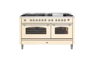 ILVE Milano 150cm Double Oven Range Cooker with 7 Gas Burners & Frytop - Antique White