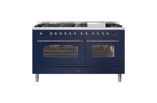 ILVE Milano 150cm Double Oven Range Cooker with 7 Gas Burners & Frytop - Midnight Blue