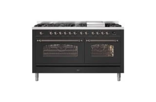 ILVE Milano 150cm Double Oven Range Cooker with 7 Gas Burners & Frytop - Matt Graphite
