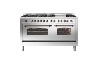 ILVE Milano 150cm Double Oven Range Cooker with 7 Gas Burners & Frytop - Stainless Steel