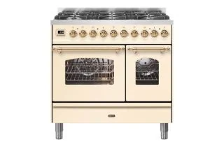 ILVE Milano 90cm Double Oven Range Cooker with 6 Gas Burners - Antique White