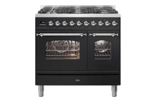 ILVE Milano 90cm Double Oven Range Cooker with 6 Gas Burners - Gloss Black