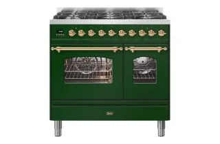 ILVE Milano 90cm Double Oven Range Cooker with 6 Gas Burners - Emerald Green