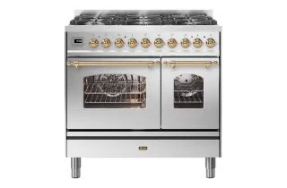 ILVE Milano 90cm Double Oven Range Cooker with 6 Gas Burners - Stainless Steel