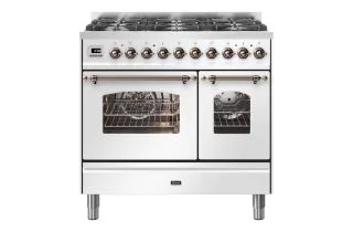 ILVE Milano 90cm Double Oven Range Cooker with 6 Gas Burners - White