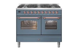 ILVE Milano 100cm Double Oven Range Cooker with 6 Gas Burners - Blue Grey