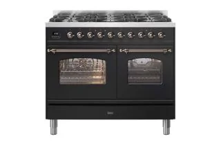 ILVE Milano 100cm Double Oven Range Cooker with 6 Gas Burners - Gloss Black