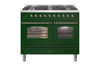 ILVE Milano 100cm Double Oven Range Cooker with 6 Gas Burners - Emerald Green