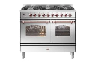 ILVE Milano 100cm Double Oven Range Cooker with 6 Gas Burners - Stainless Steel