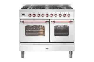 ILVE Milano 100cm Double Oven Range Cooker with 6 Gas Burners - White