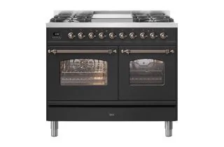 ILVE Milano 100cm Double Oven Range Cooker with 4 Gas Burners & Frytop - Matt Graphite