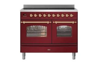 ILVE Milano 100cm Double Oven Range Cooker with 6 Zone Induction - Burgundy Red