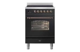 ILVE Milano 60cm Single Oven Range Cooker with 4 Zone Induction - Gloss Black