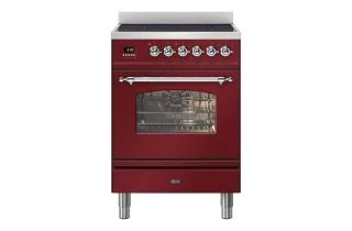 ILVE Milano 60cm Single Oven Range Cooker with 4 Zone Induction - Burgundy Red