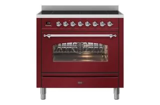 ILVE Milano 90cm Single Oven Range Cooker with 6 Zone Induction - Burgundy Red