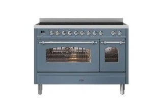 ILVE Milano 120cm Double Oven Range Cooker with 7 Zone Induction - Blue Grey