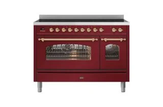 ILVE Milano 120cm Double Oven Range Cooker with 7 Zone Induction - Burgundy Red