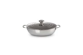 Le Creuset Signature Stainless Steel 30cm Shallow Casserole with Lid