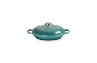 Le Creuset Cast Iron 26cm Shallow Casserole - Bleu Riviera