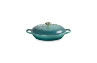 Le Creuset Cast Iron 30cm Shallow Casserole - Bleu Riviera