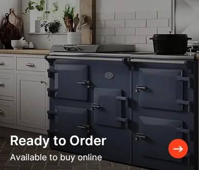 An oven in a kitchen with the text "Ready to Order" displayed prominently above it.