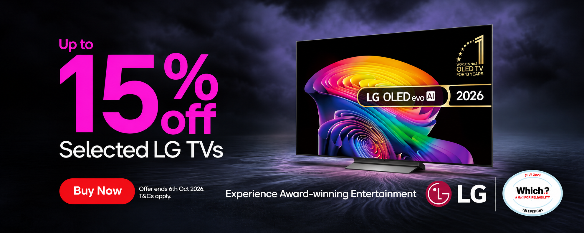 15% off selected LG TVs