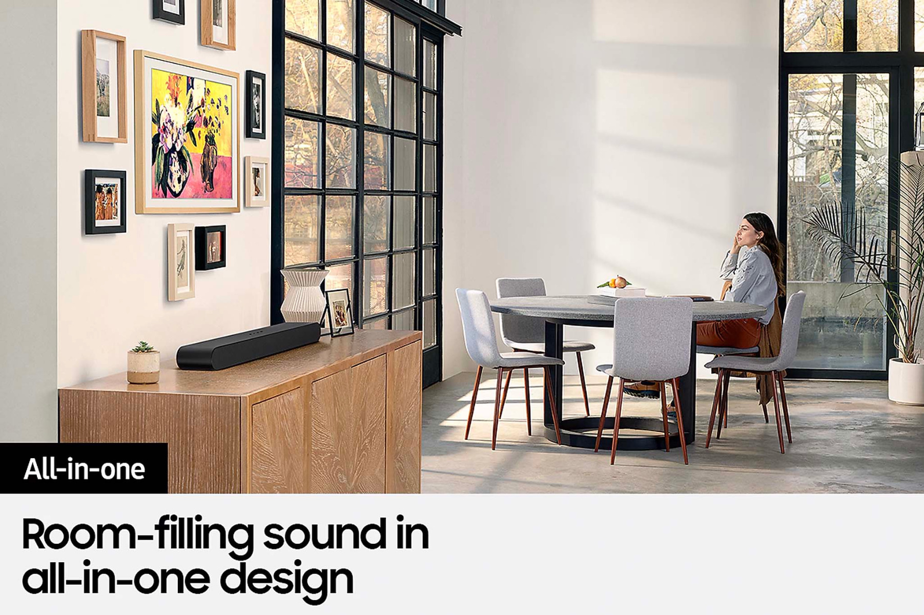 All-in-one - Room-filling sound in all-in-one deisgn.