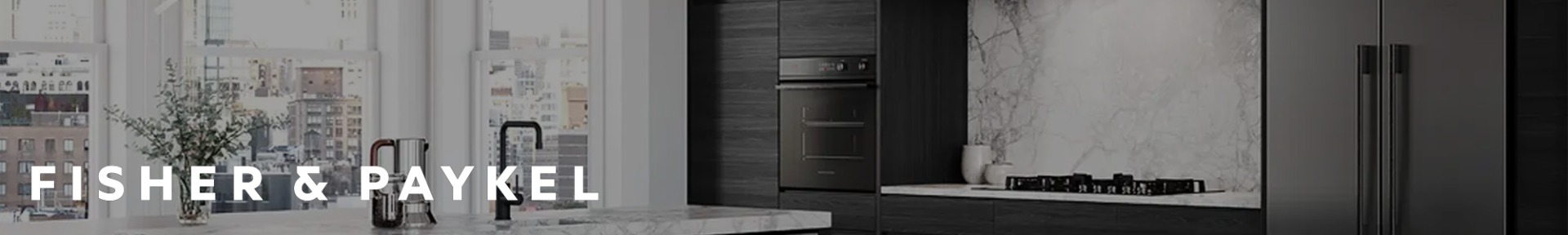 Modern kitchen showcasing sleek black cabinetry with stainless steel appliances, marble backsplash, and a central island. Bright, sophisticated ambiance.